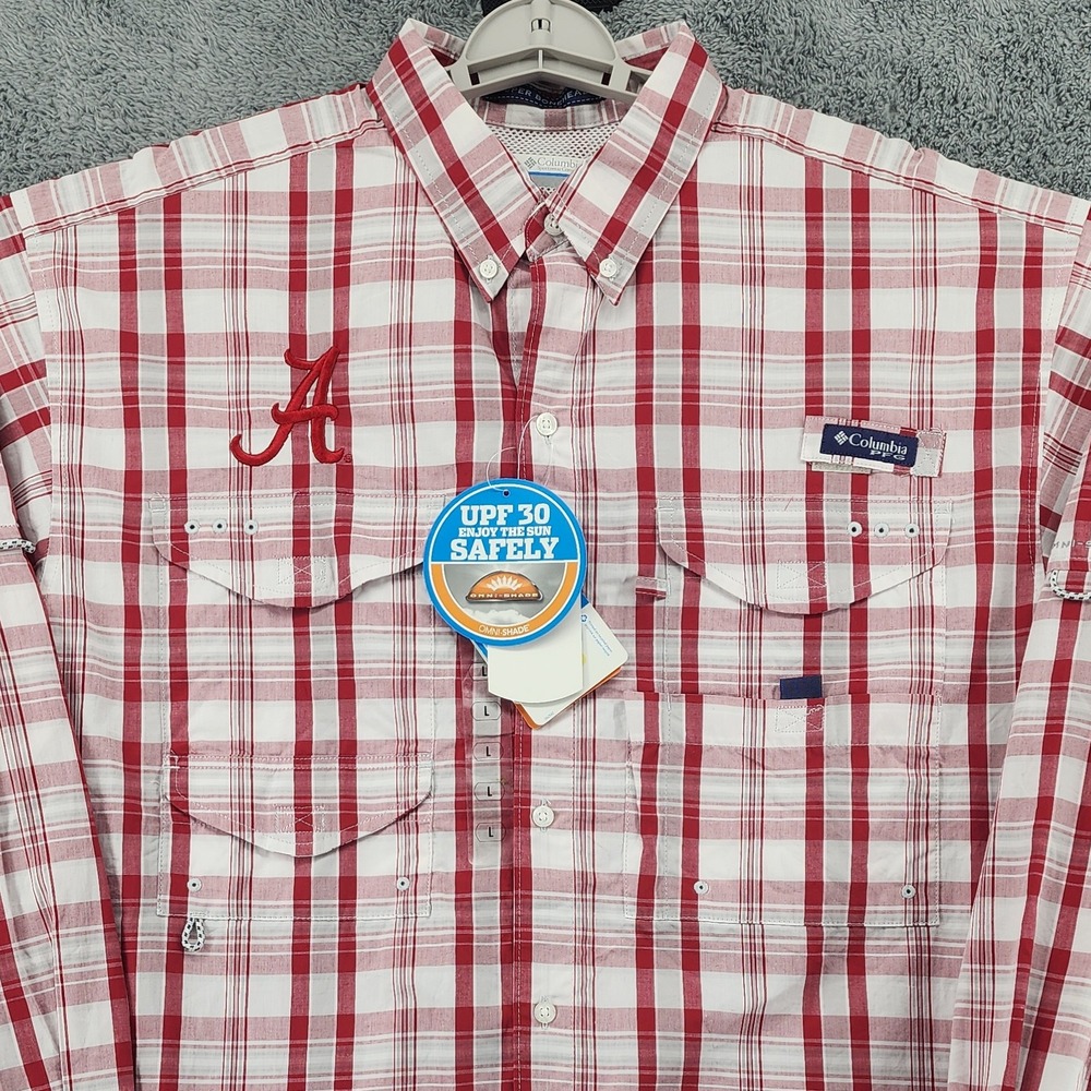 Alabama Crimson Tide Shirt Mens L Columbia PFG Super Bonehead Omni-Shade Vented